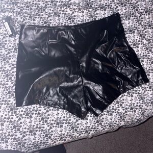 Spirit Black High Waist Faux Leather Shorts